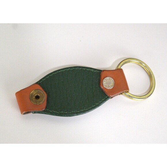 Vintage Dooney & Bourke Key Fob Green Brown Leather Duck RARE - Picture 2 of 2